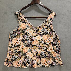 Torrid Sleeveless V-Neck Tank Top Size 1X (Size 1) Floral Casual‎ Bloomcore